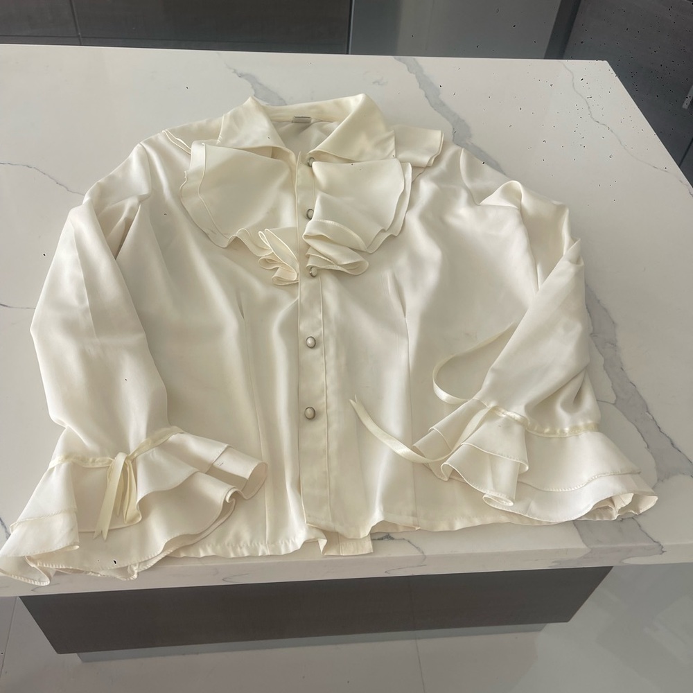 Cream Blouse with Eiffel Tower Tag